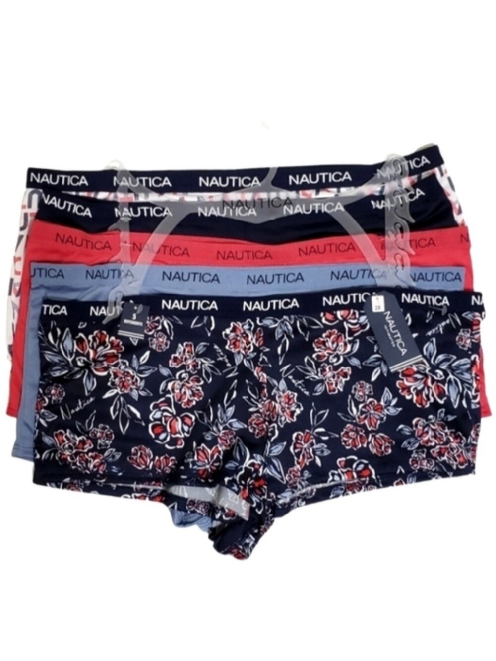 Nautica 5 Pairs Red White Blue Boyshorts Women's 2X NWT